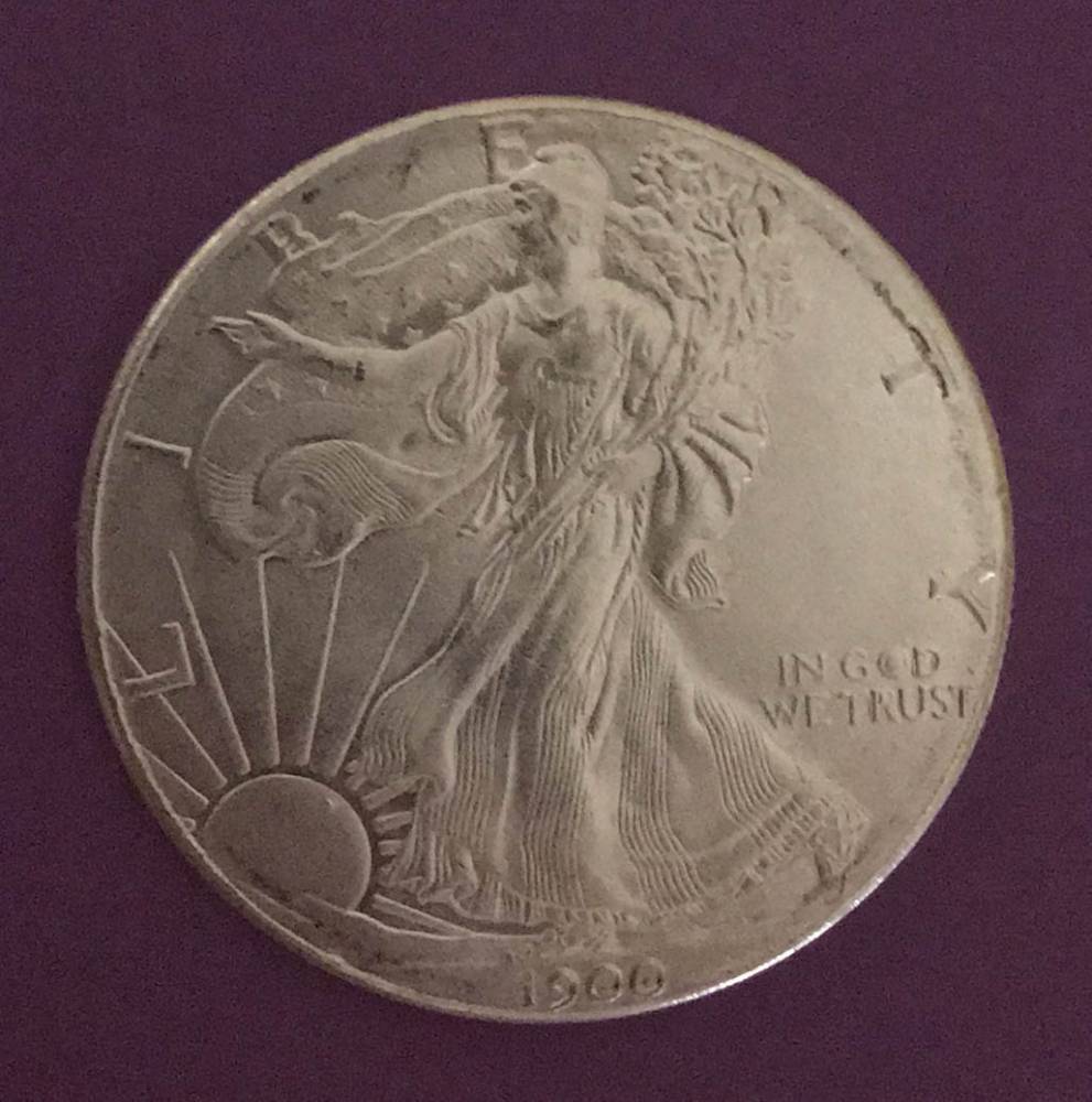 Fine silver dollar coin yr. 1900 walking liberty